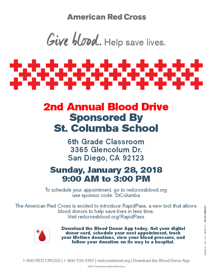 2nd Annual St. Columba Blood Drive
