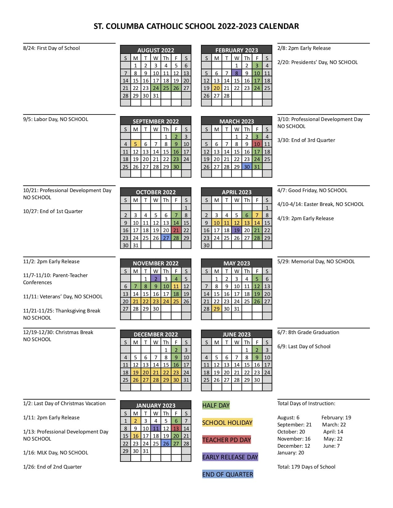Master Calendar – St. Columba Catholic School